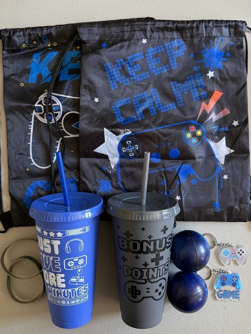 NEW Video Gamer Theme Drawstring Bag Party Favor Goodie Bag | 10 Piece Set of 2